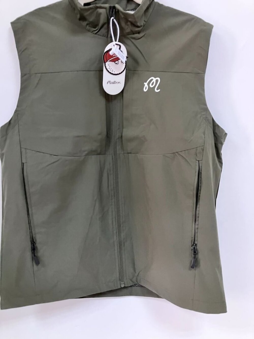 Malbon Golf Men's Casual Waistcoat Stand Collar Outdoor Sports Vest Green